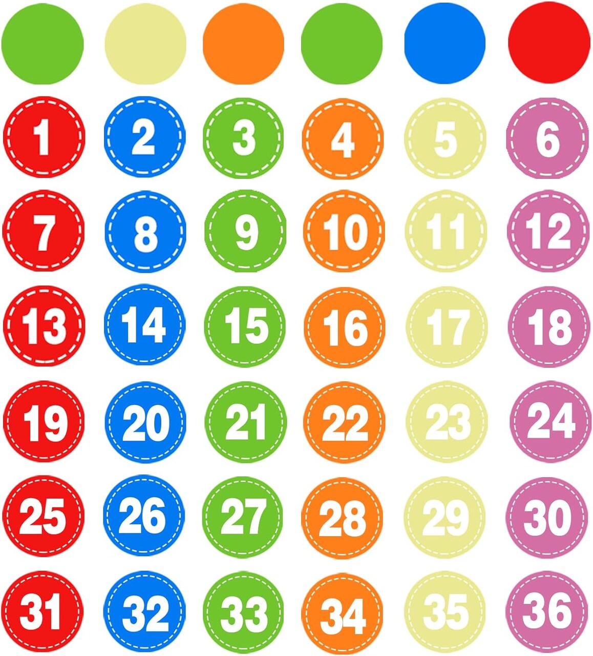 42 PCS 4 Inch Colorful Classroom Floor Stickers, 6 Colored Number Dot Stickers